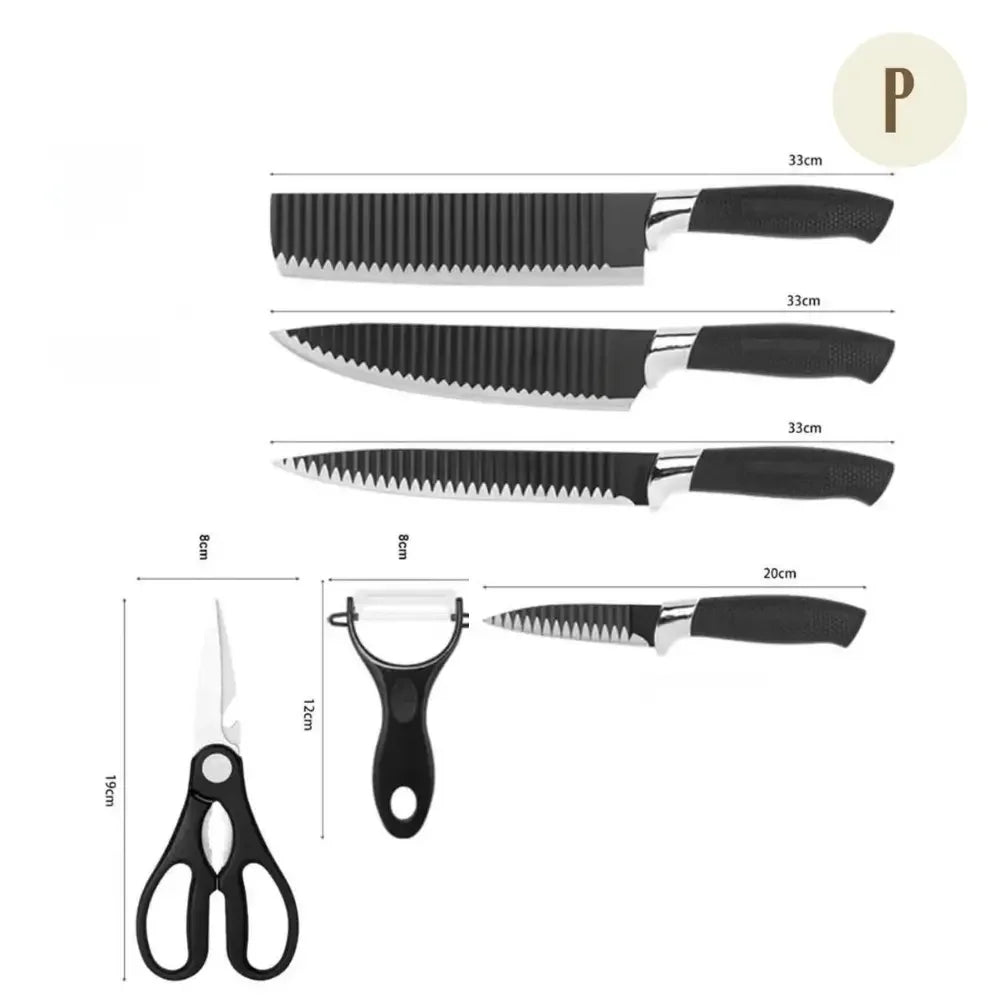 Kit 4 Facas Aço Inox + Brindes Tesoura e Descascador ™