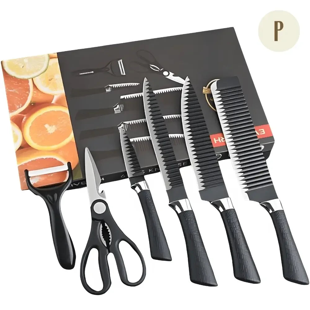 Kit 4 Facas Aço Inox + Brindes Tesoura e Descascador ™