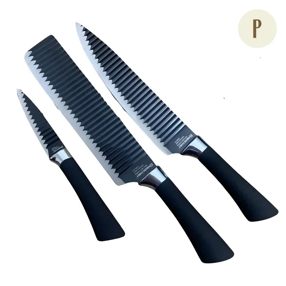 Kit 4 Facas Aço Inox + Brindes Tesoura e Descascador ™