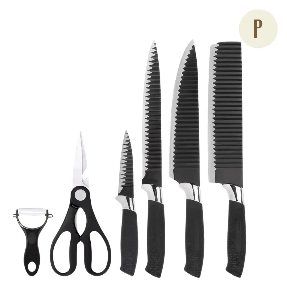 Kit 4 Facas Aço Inox + Brindes Tesoura e Descascador ™