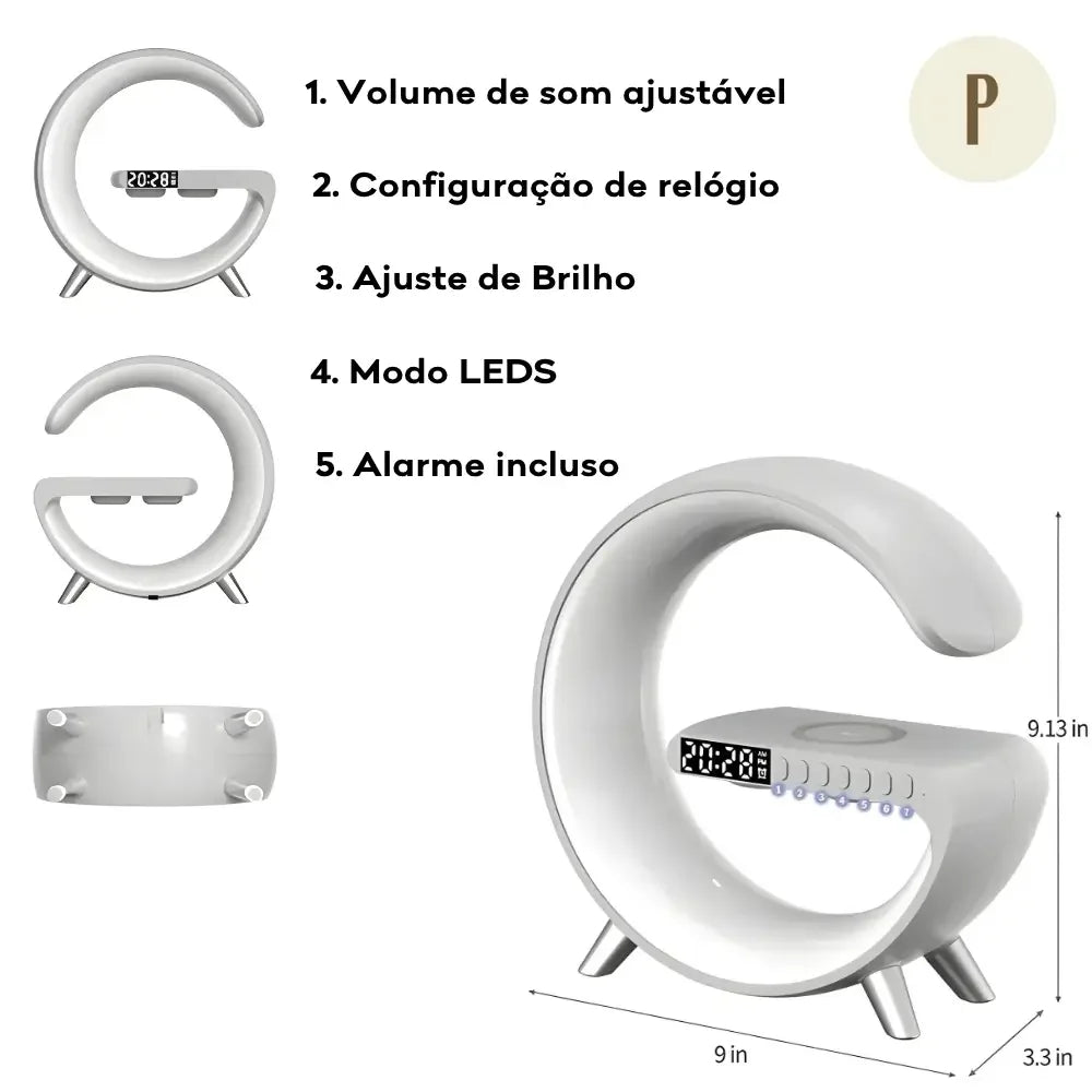 Luminária Smart Station ™ - Carregador por Indução + LED