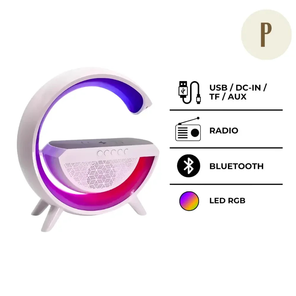 Luminária Smart - Carregador Indução + Caixa de Som