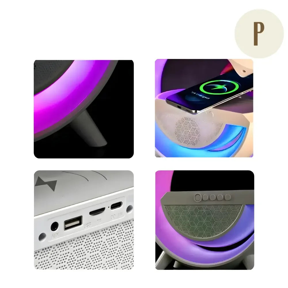 Luminária Smart - Carregador Indução + Caixa de Som