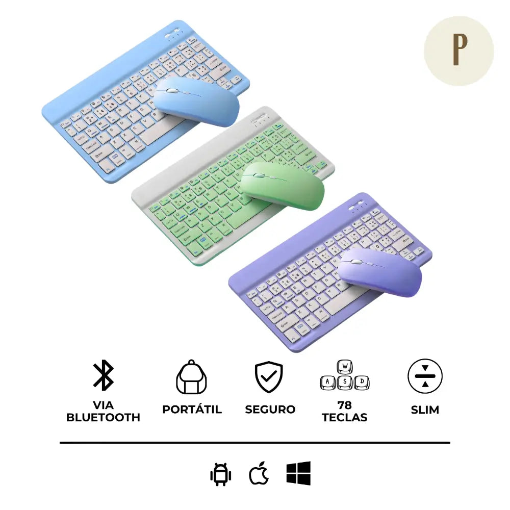 Teclado Bluetooth Recarregável - (+Mouse de brinde)