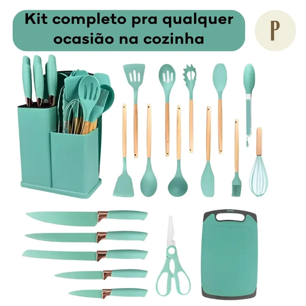 Kit Utensílios de Cozinha Jogo Completo 19 Peças