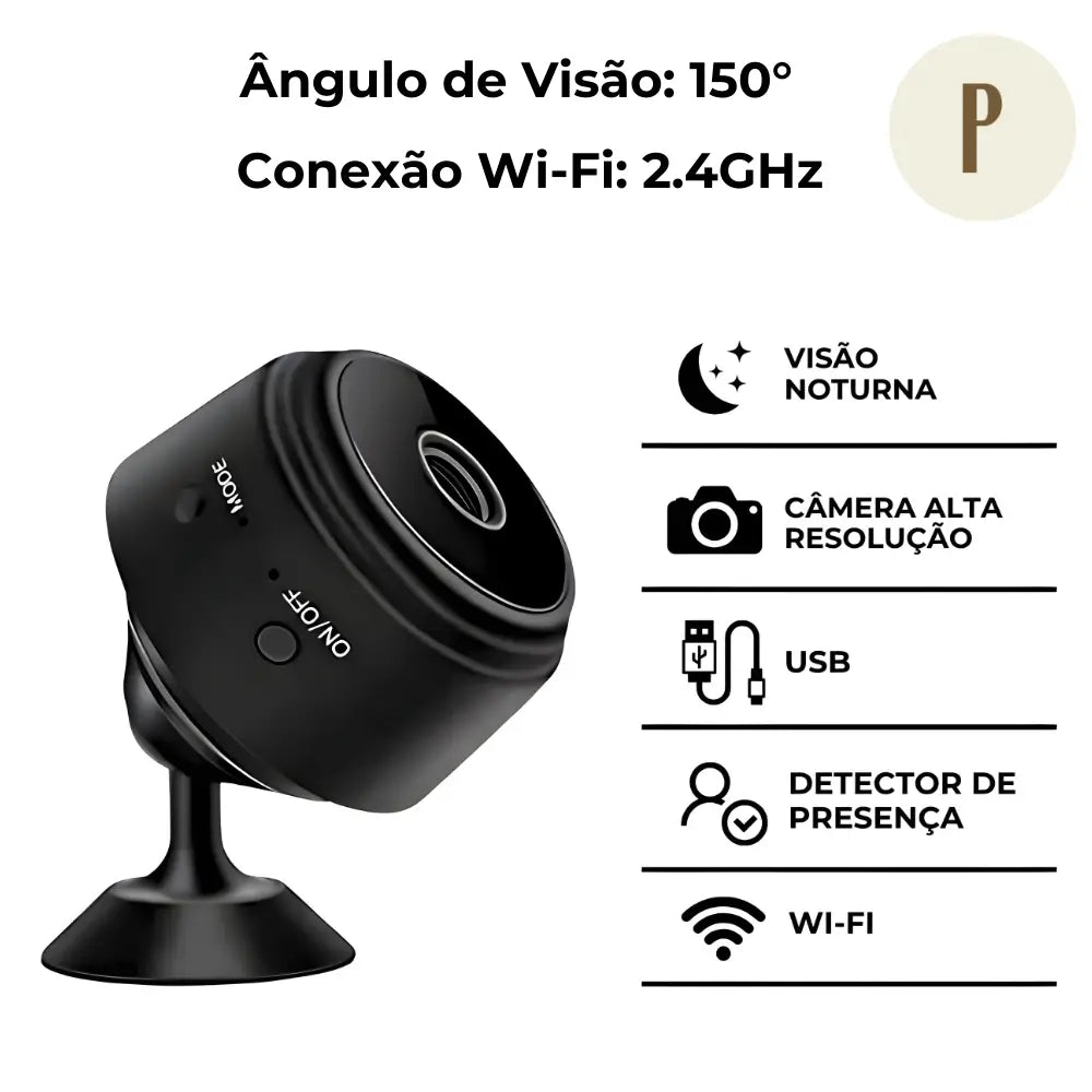 Mini Câmera Espiã A9 Wifi - Sensor e Visão Noturna
