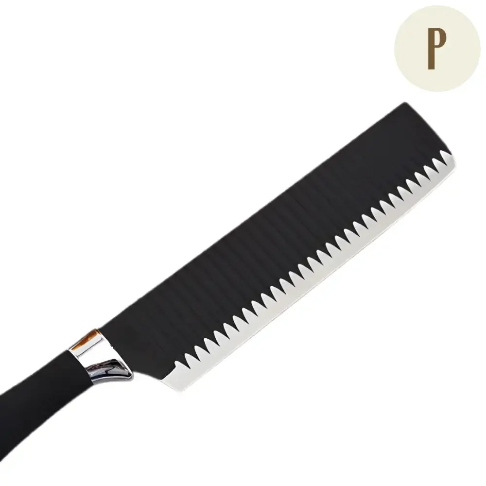 Kit 6 em 1 Facas de Cozinha - Aço Inox + Tesoura de Churrasco de BRINDE