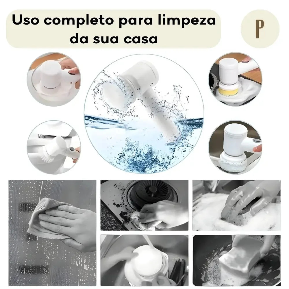 Escova Elétrica de Limpeza - Kit 5 em 1 ™