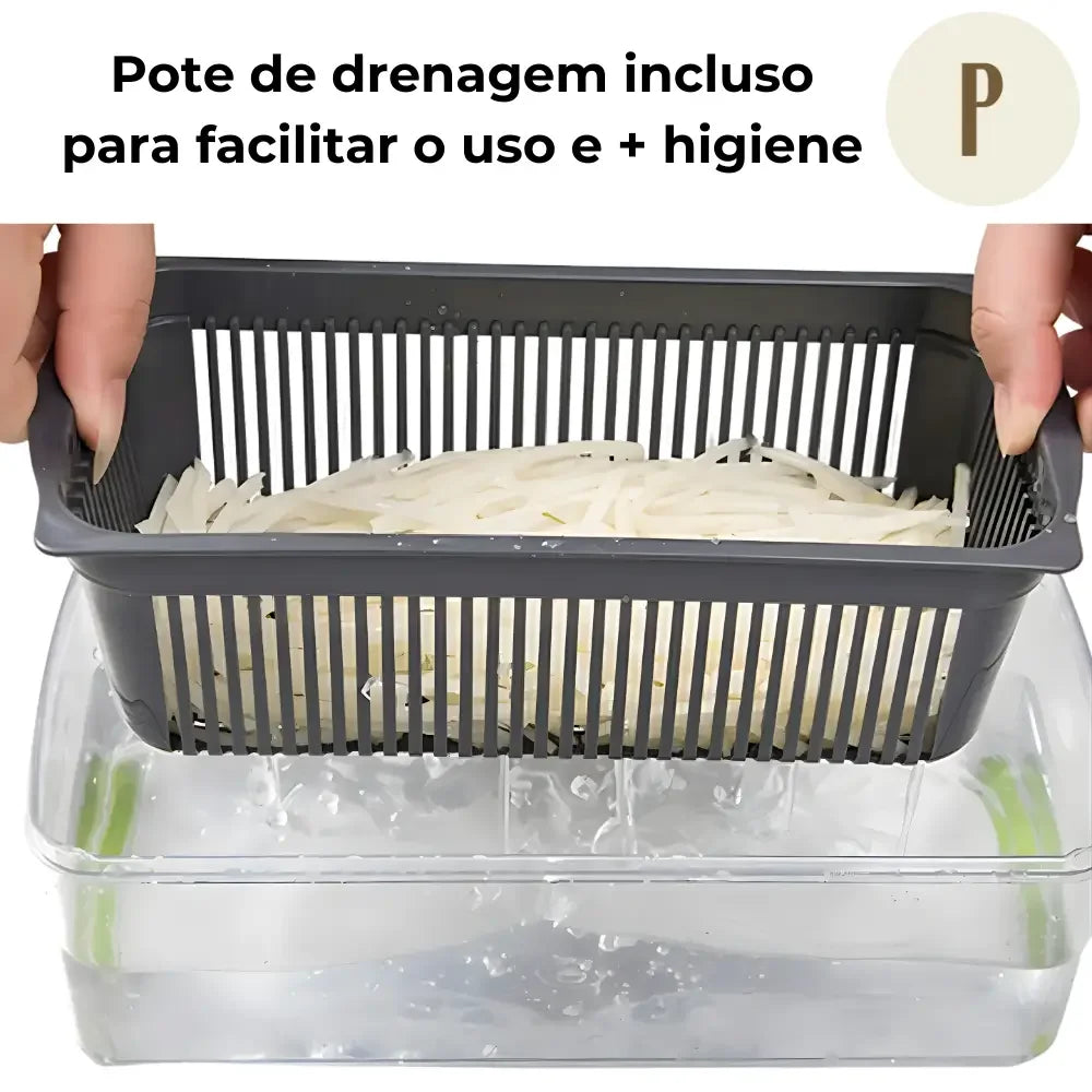 Cortador e Fatiador Manual Multiuso - Kit 16 em 1 + BRINDE