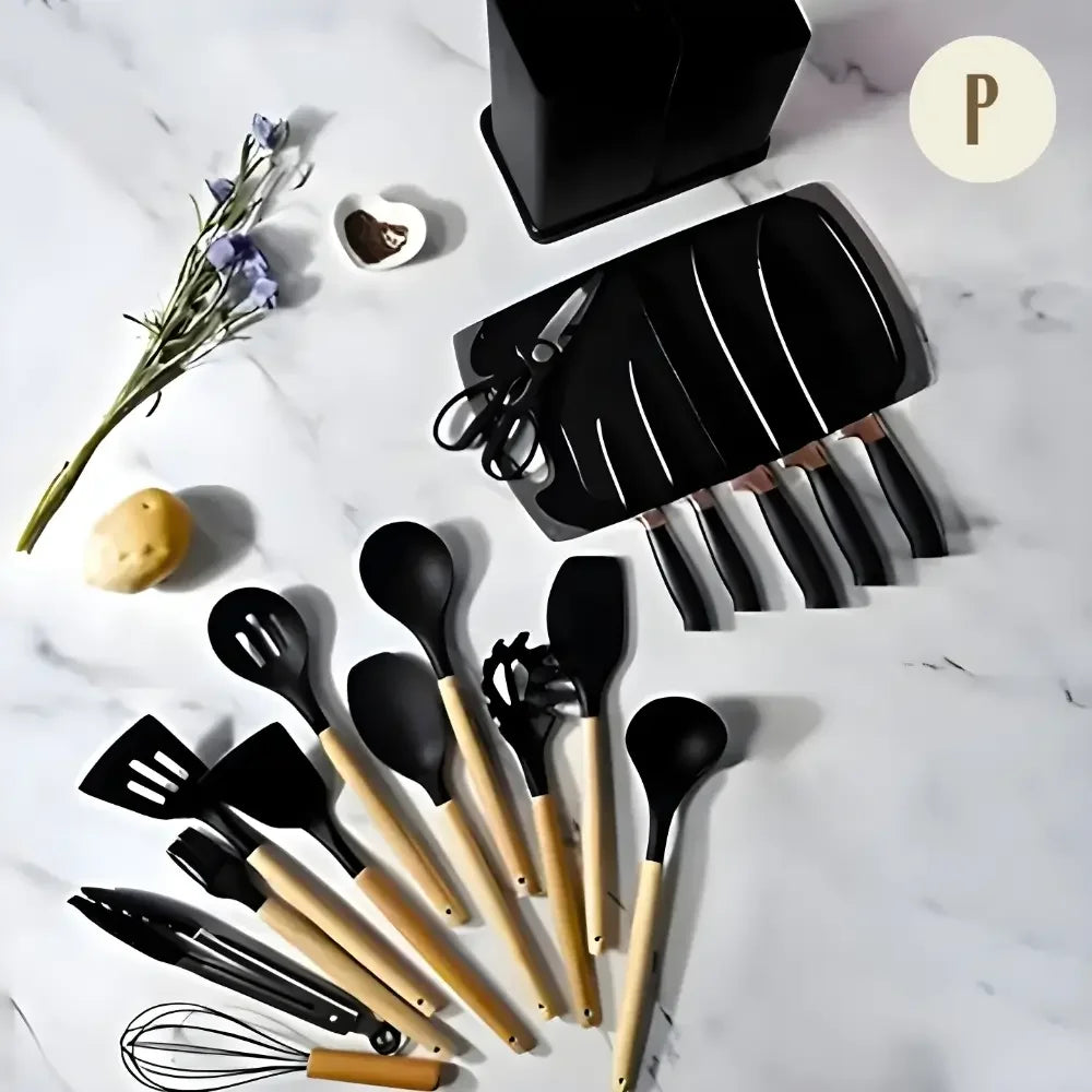 Kit 19 Utensílios de Cozinha - PRETO