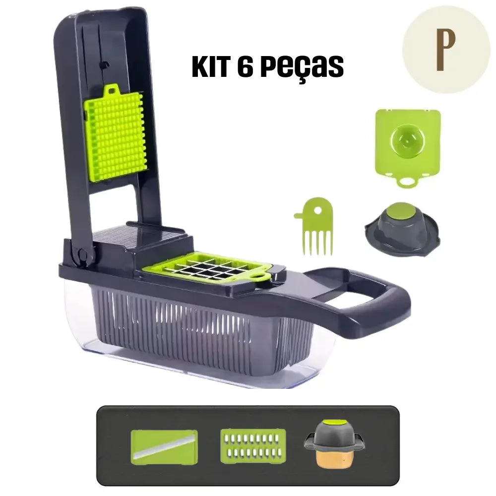 Cortador e Fatiador Manual Multiuso - Kit 16 em 1 + BRINDE