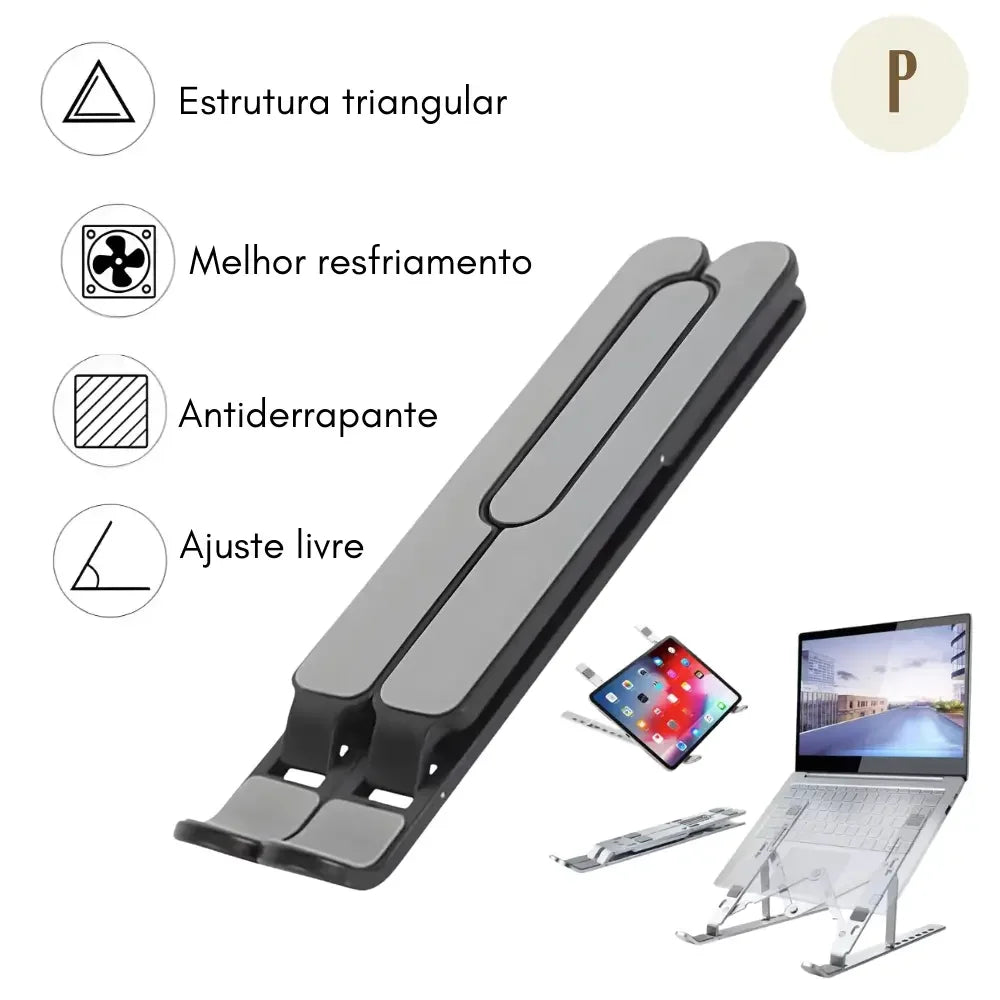 Suporte Ergonômico Ajustável 10 em 1 - Tablet e Notebook (+bolsa compacta de BRINDE)