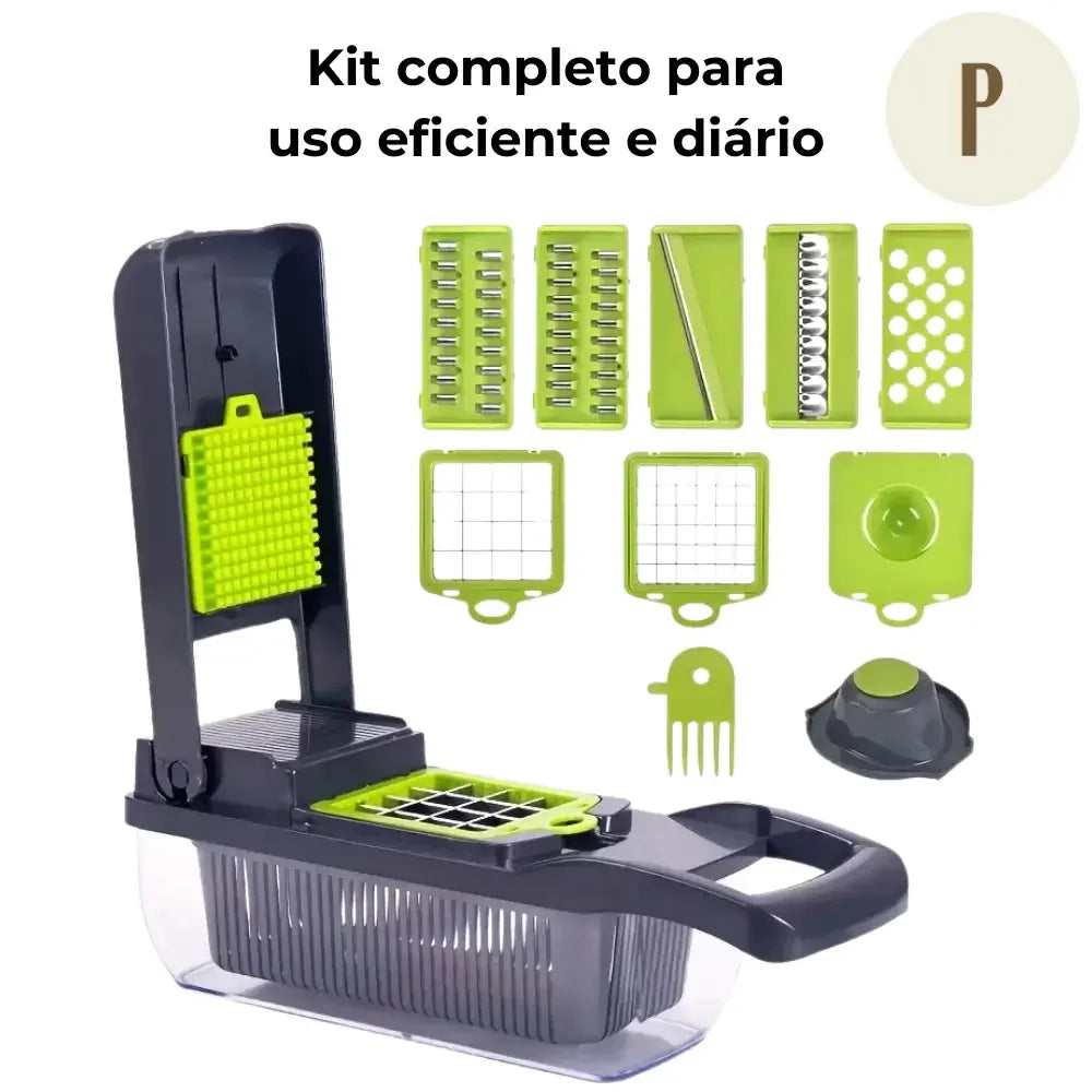 Cortador e Fatiador Manual Multiuso - Kit 16 em 1 + BRINDE